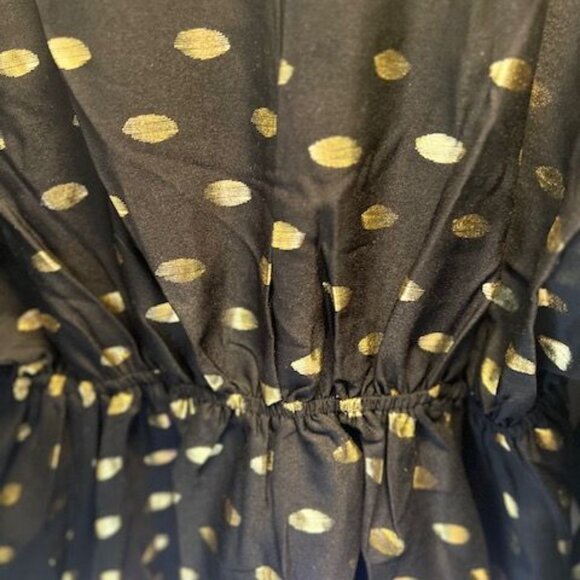 Gold Dot Black Long Sleeve Blouse By C+D+M Collection XL flare sleeve - Picture 9 of 14